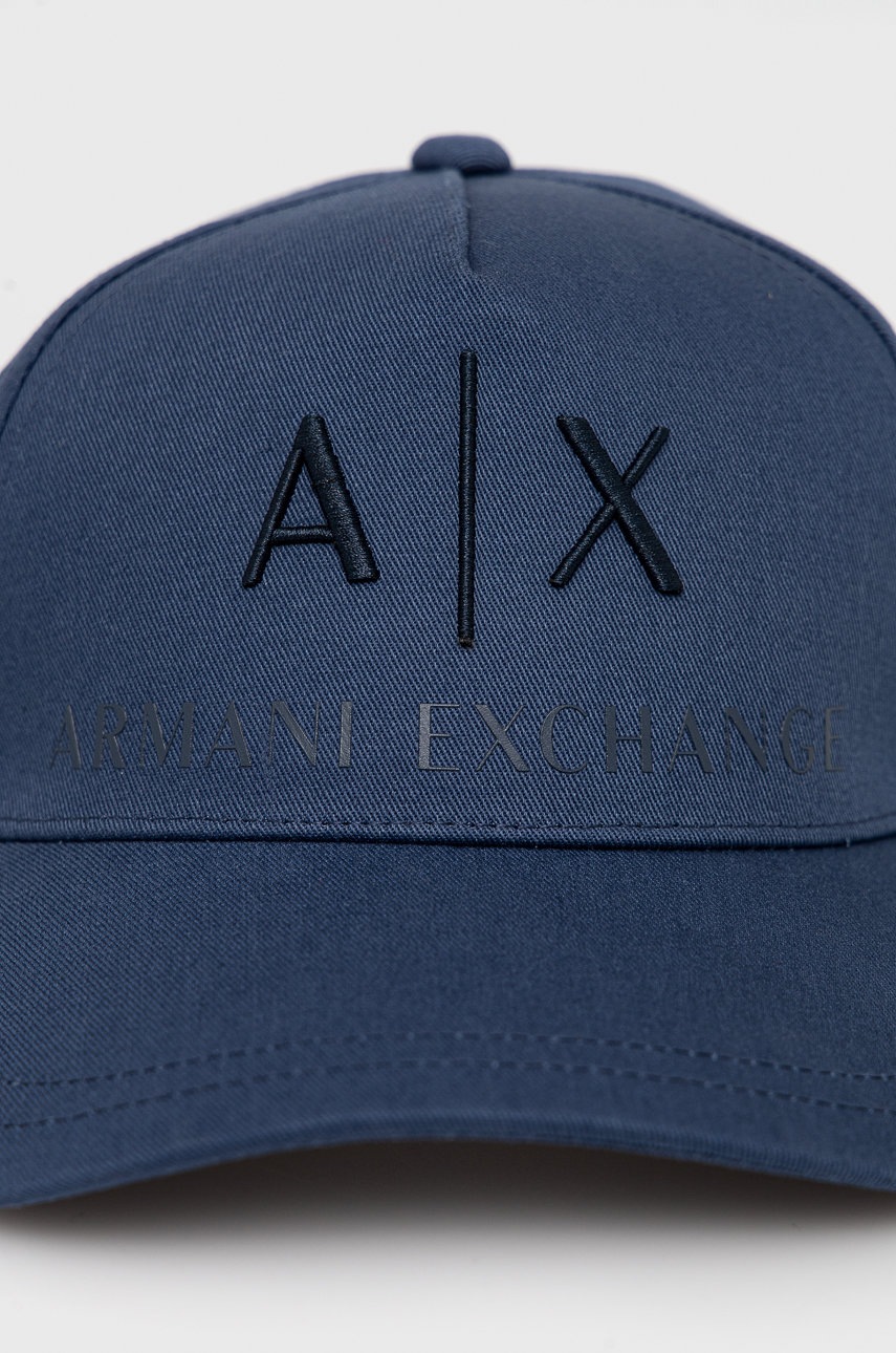 

Хлопковая кепка Armani Exchange цвет синий с аппликацией