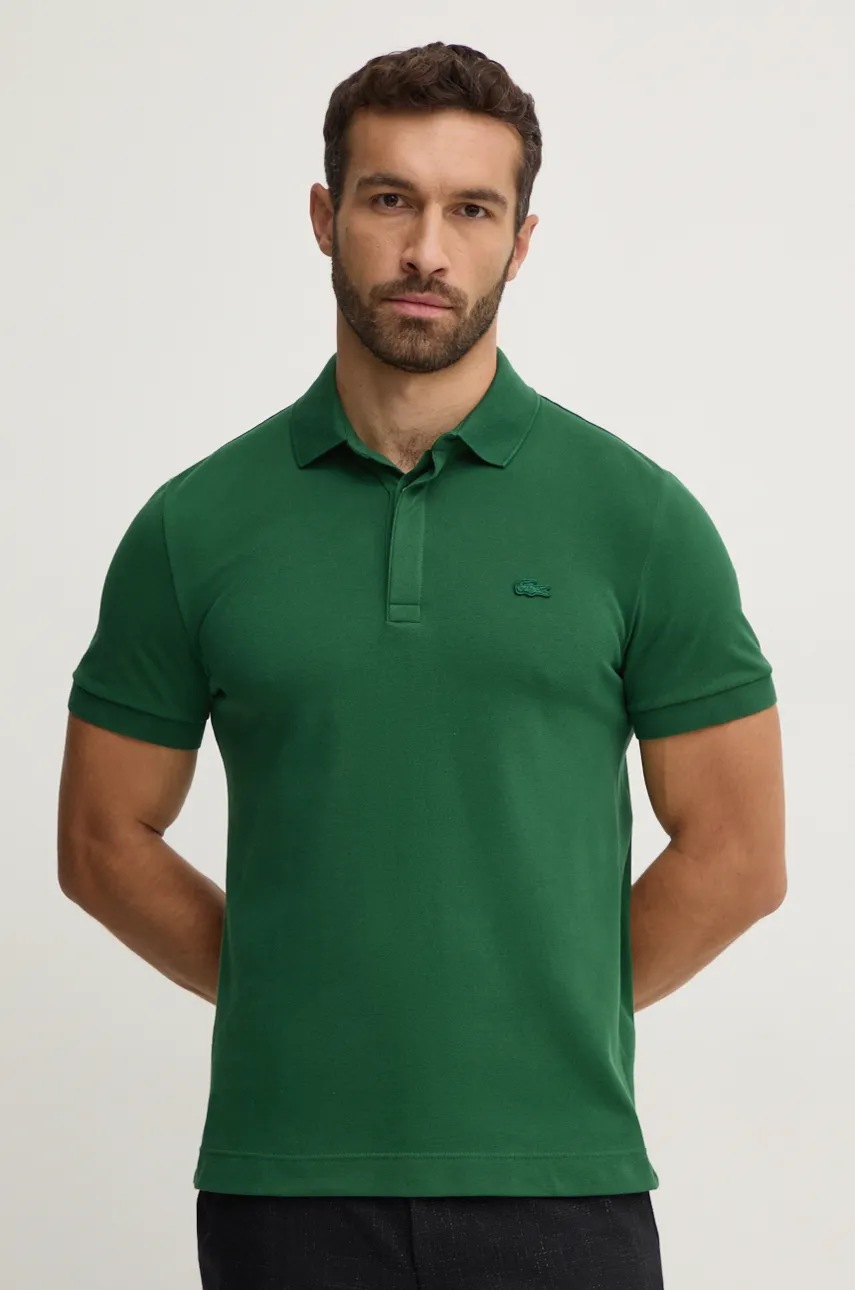 

Тениска с яка Lacoste в зелено с изчистен дизайн, Зелен