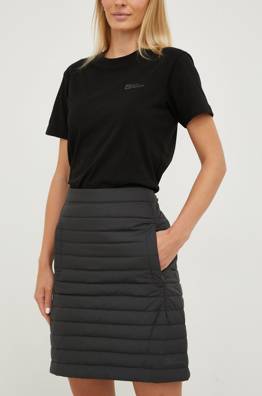 Sukně Jack Wolfskin černá barva, mini - černá - Podšívka: 100 % Polyester Výplň: 100 % Polyeste