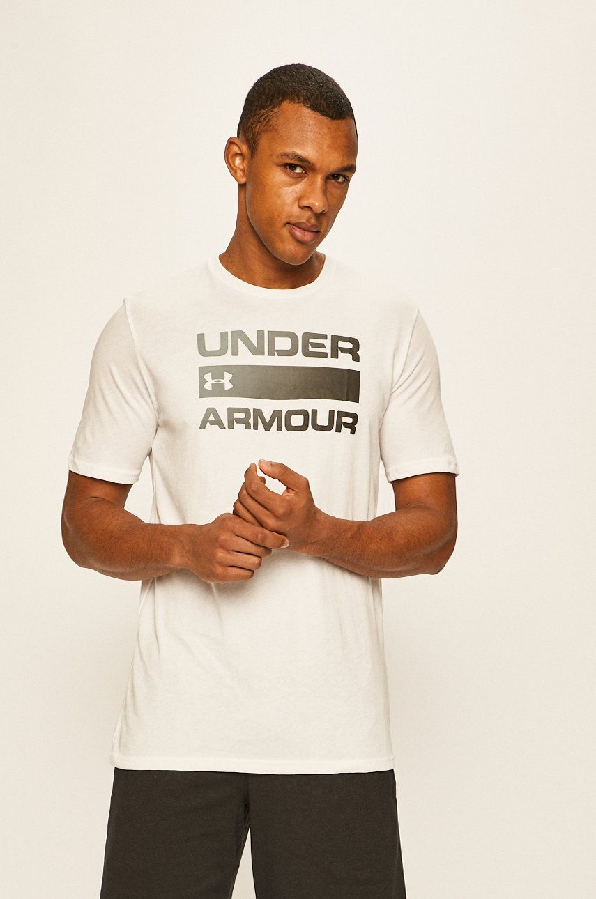 Under Armour tricou barbati, culoarea alb, cu imprimeu Alb imagine noua