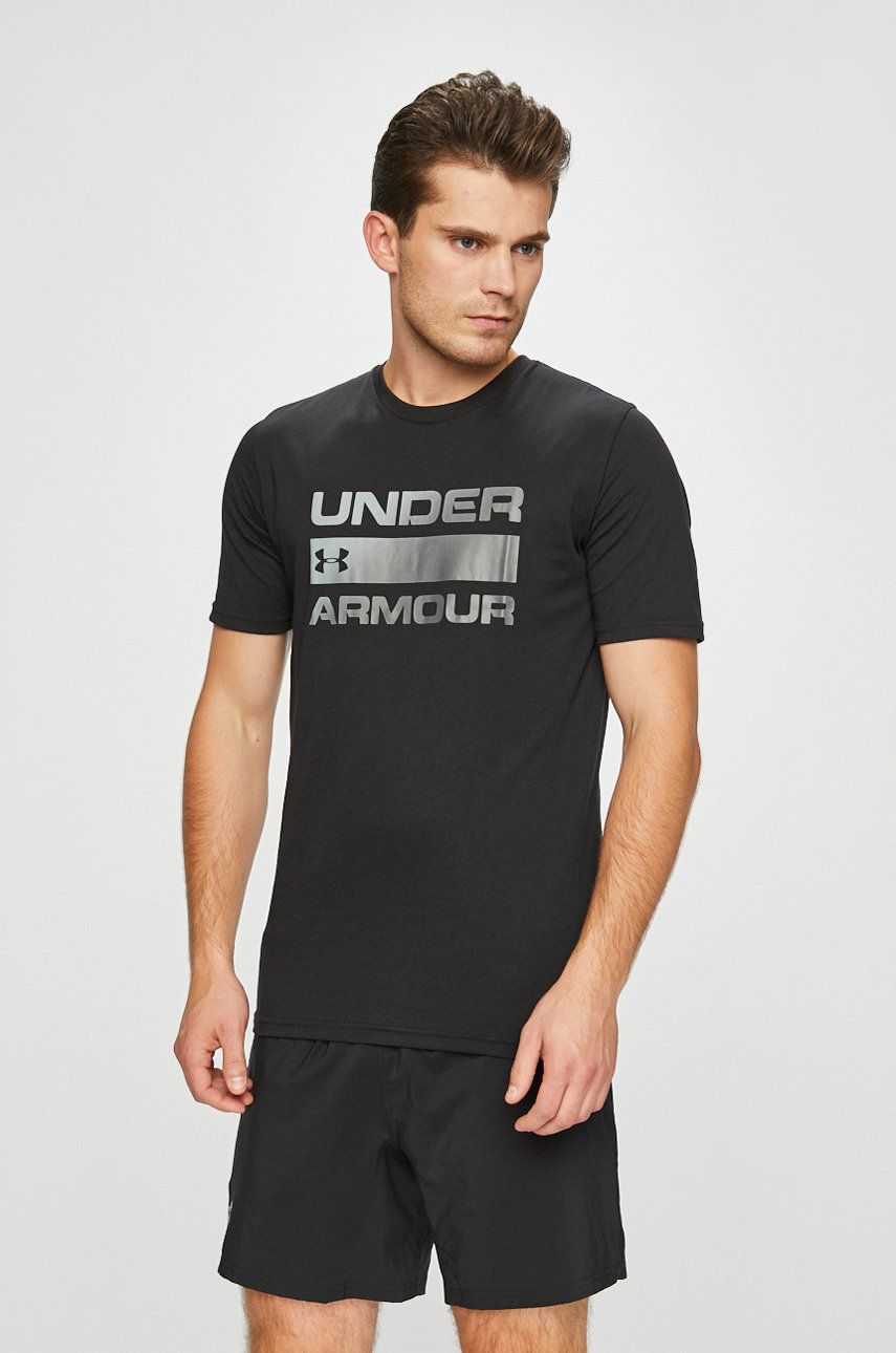 Under Armour tricou barbati, culoarea negru, cu imprimeu