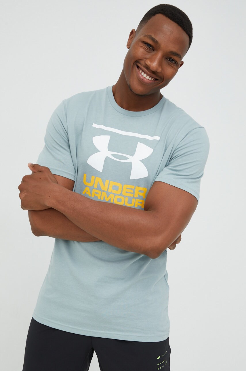 Under armour tricou funcțional culoarea verde, cu imprimeu