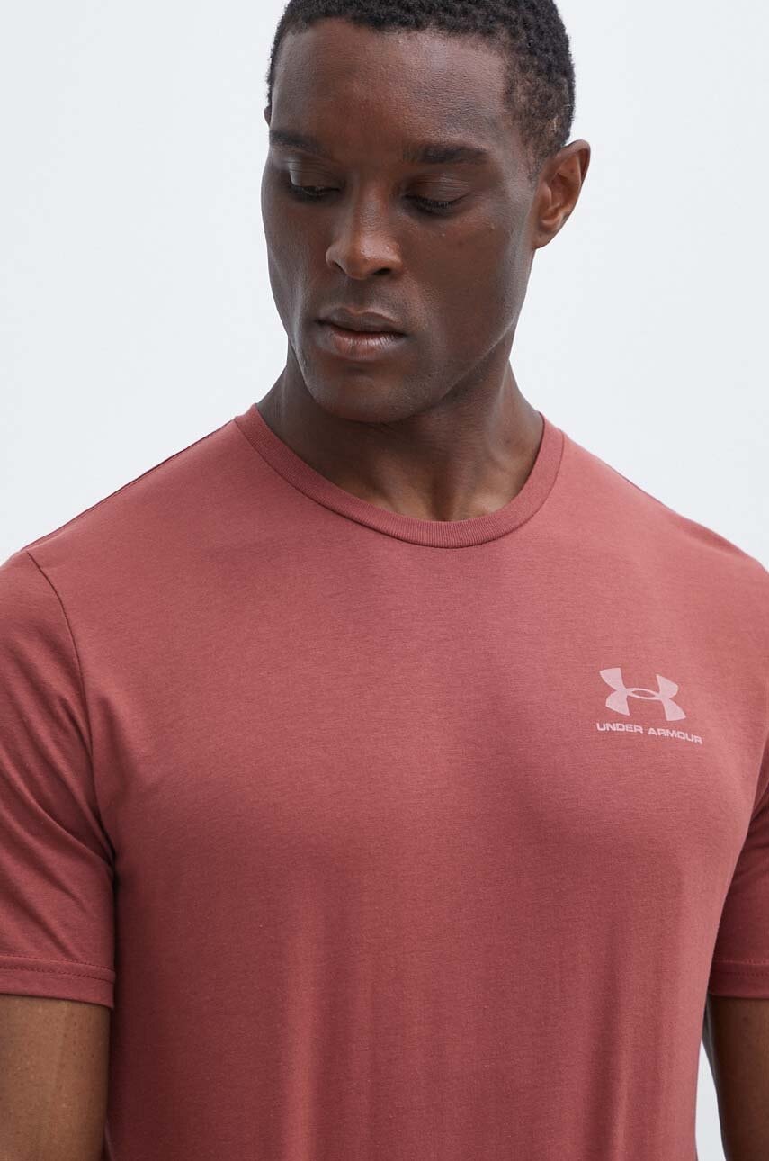 Under Armour tricou barbati, culoarea bordo, cu imprimeu, 1326799