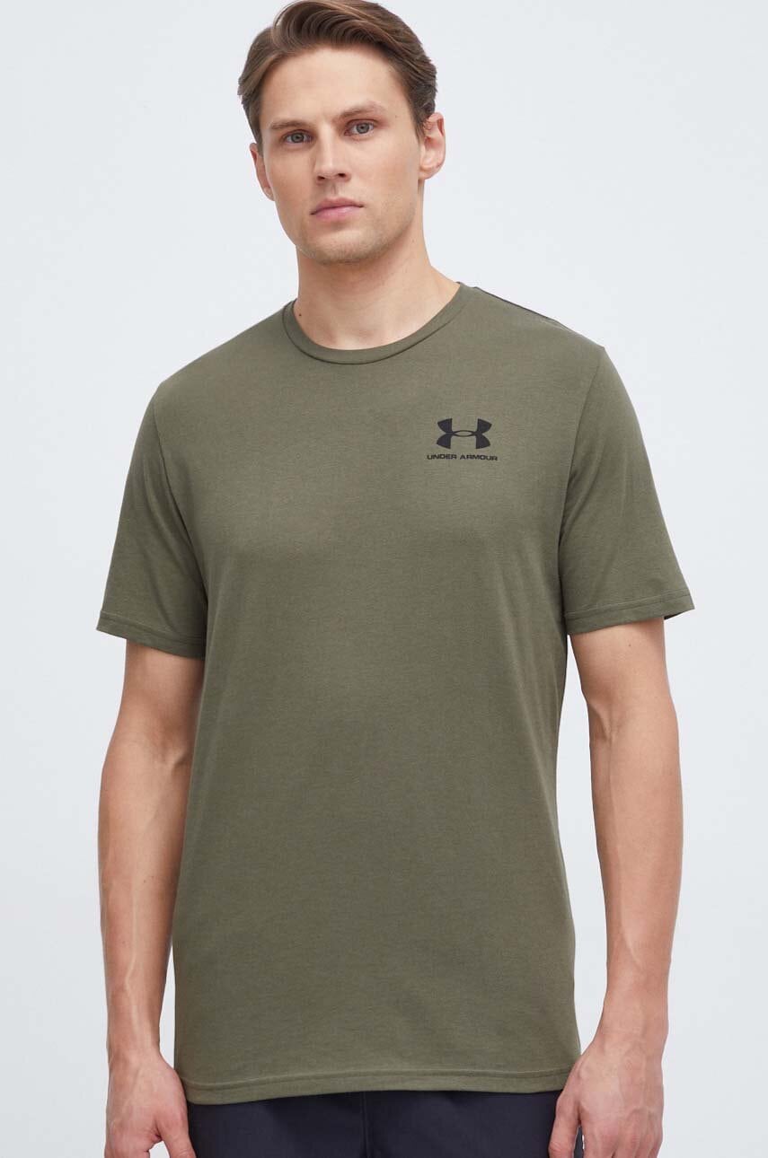 Levně Tričko Under Armour zelená barva, s potiskem, 1326799