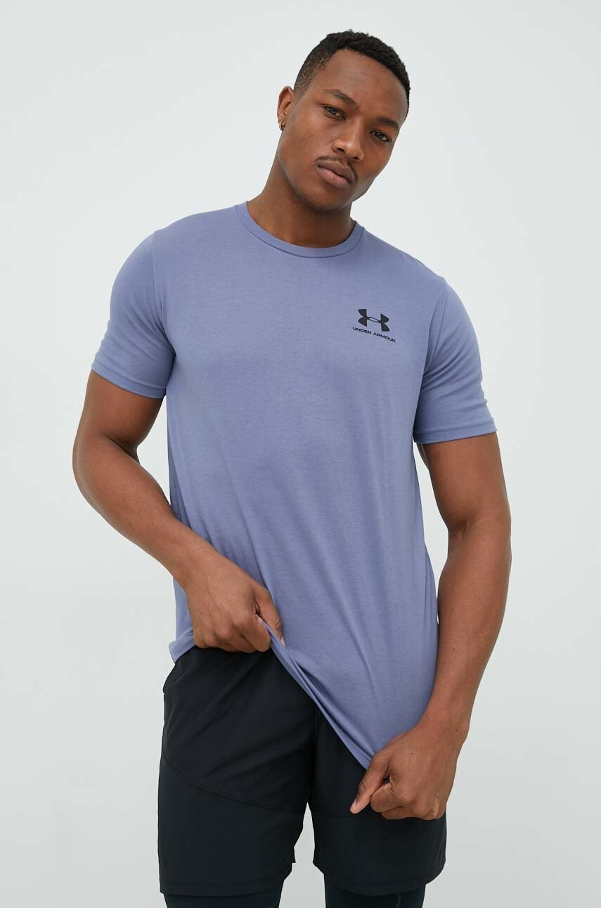 Under Armour tricou barbati, culoarea negru, neted
