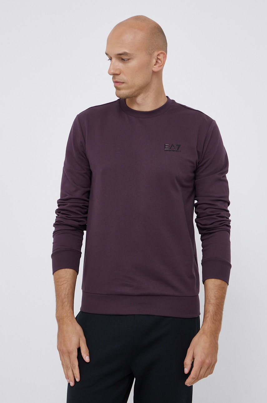 Ea7 emporio armani bluză bărbați, culoarea violet, cu imprimeu