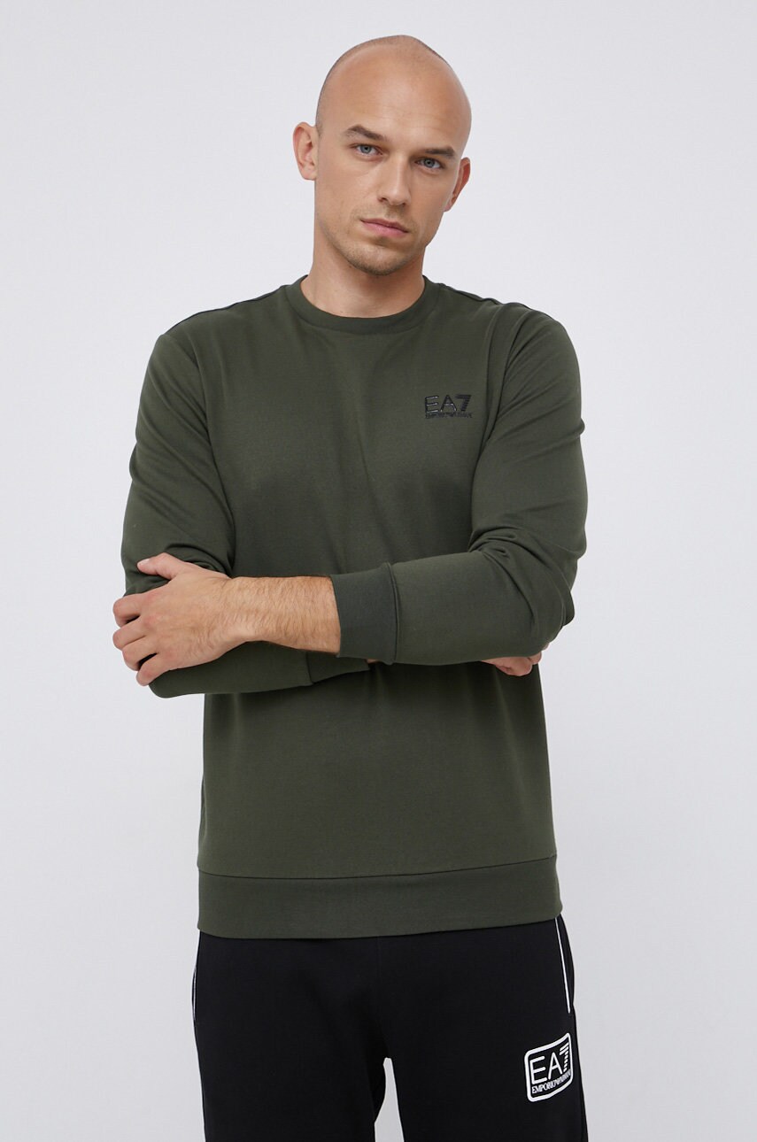Ea7 emporio armani bluză bărbați, culoarea verde, cu imprimeu