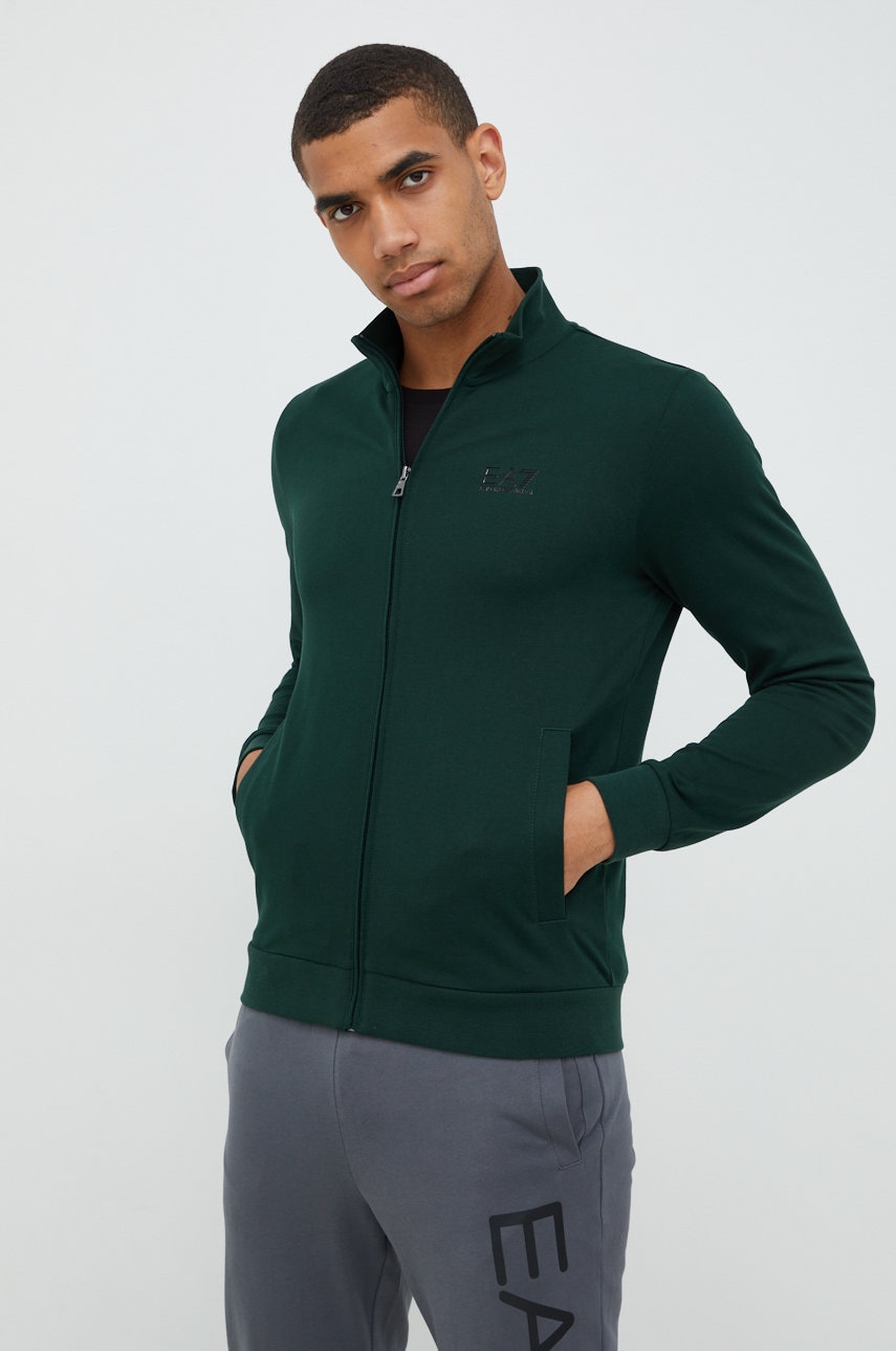 EA7 Emporio Armani bluza barbati, culoarea verde, neted