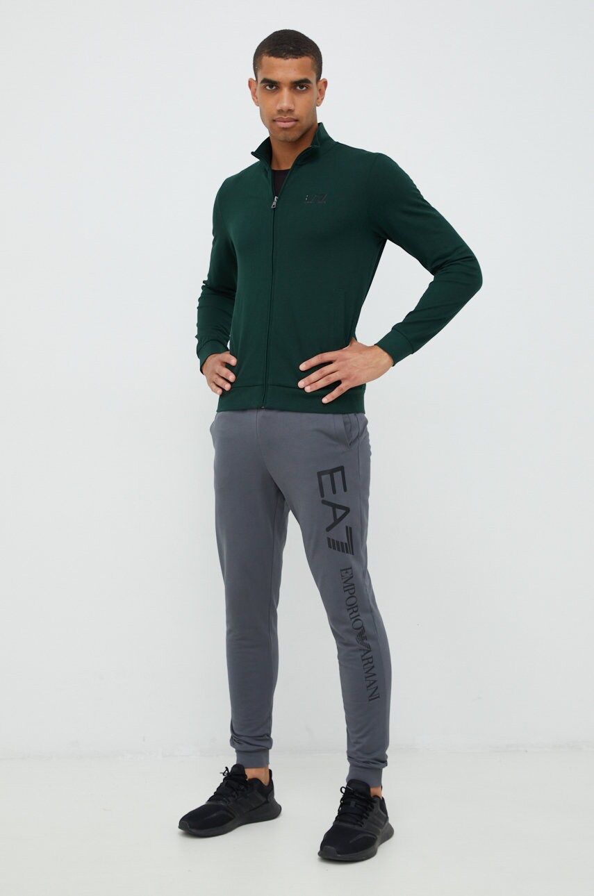 

Кофта EA7 Emporio Armani чоловіча колір зелений однотонна