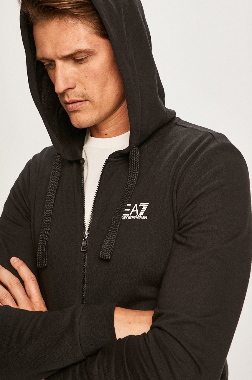 EA7 Emporio Armani Bluză bărbați, culoarea negru, cu imprimeu answear.ro imagine noua