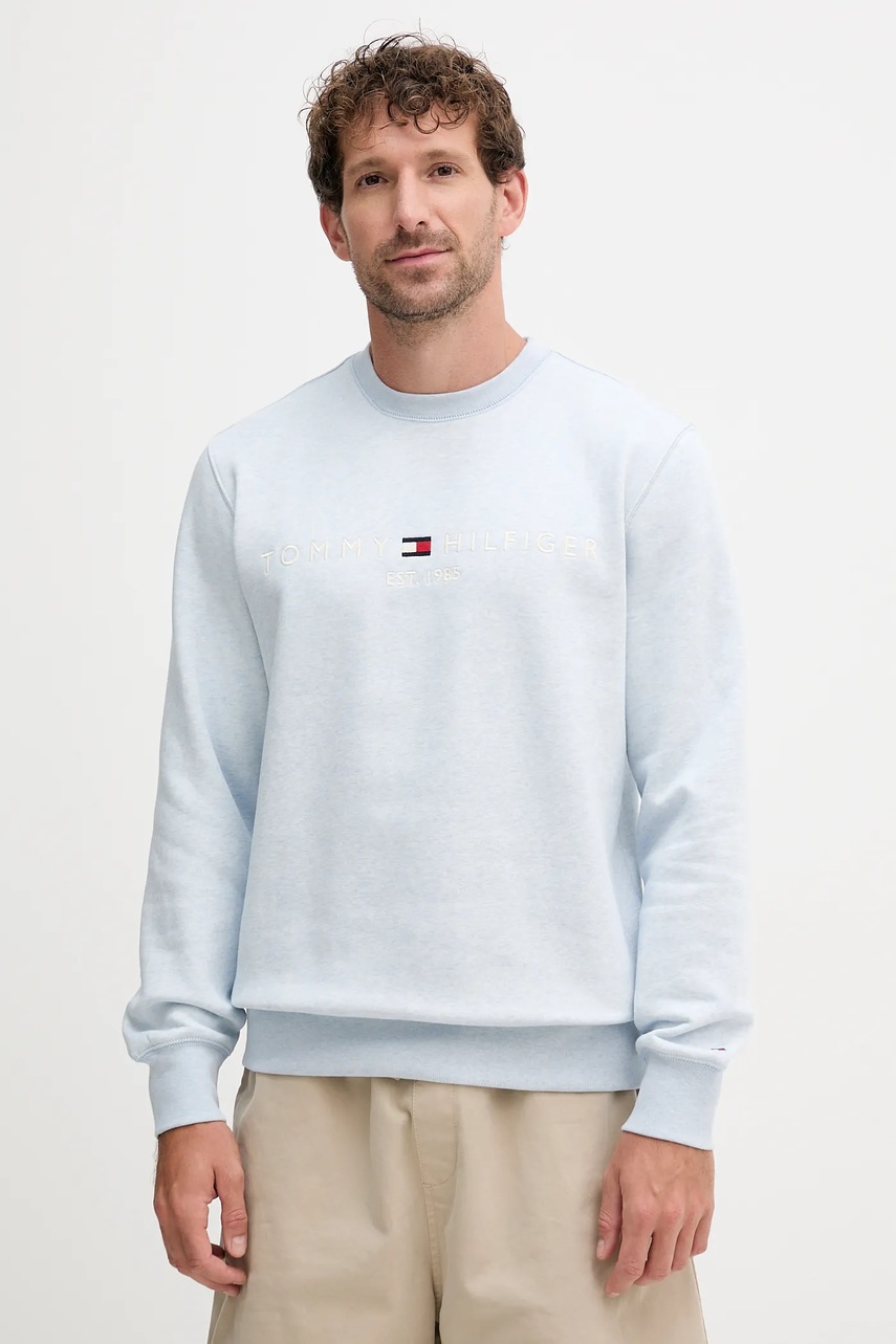 Levně Mikina Tommy Hilfiger pánská, zelená barva, s aplikací