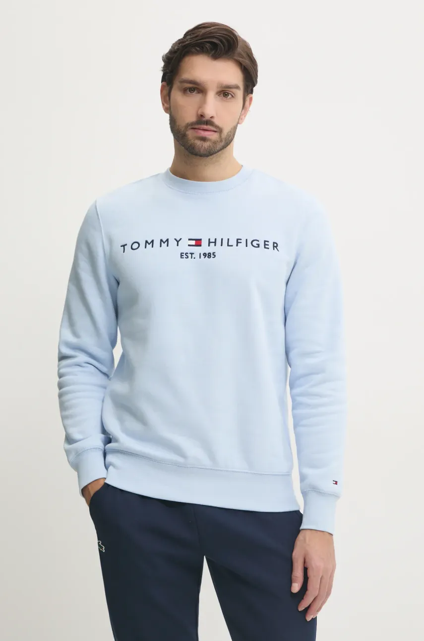 Levně Mikina Tommy Hilfiger pánská, modrá barva, s aplikací