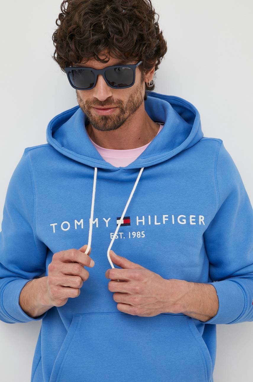 

Кофта Tommy Hilfiger мужская цвет бирюзовый с капюшоном с аппликацией