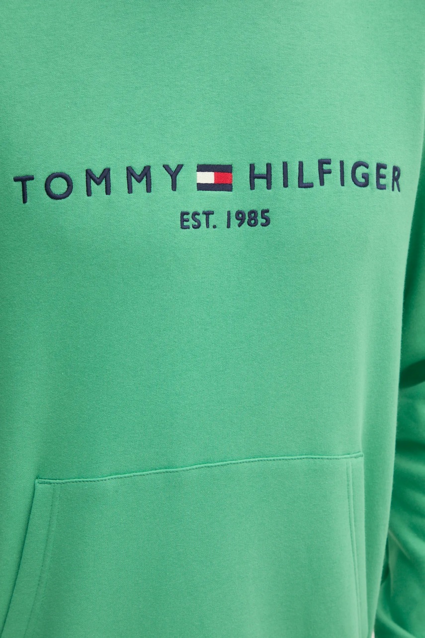 Μπλούζα Tommy Hilfiger χρώμα: πράσινο, με κουκούλα φωτογραφία