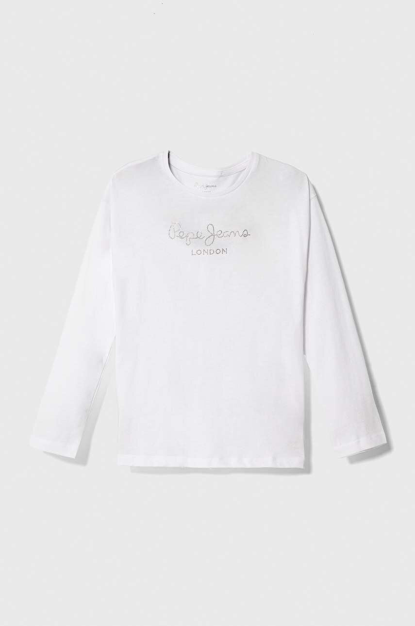 Dětská bavlněná košile s dlouhým rukávem Pepe Jeans bílá barva - bílá - Hlavní materiál: 100 % Bavln