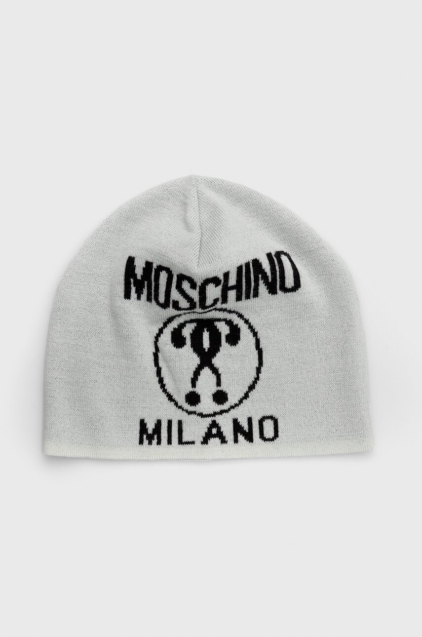 

Вълнена шапка Moschino в сиво от вълна, Сив