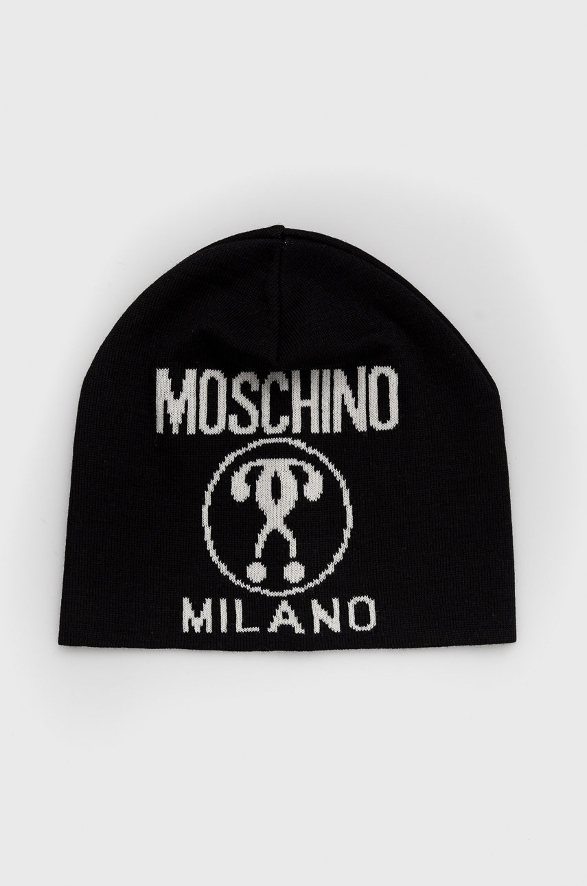 

Вовняна шапка Moschino колір чорний вовна