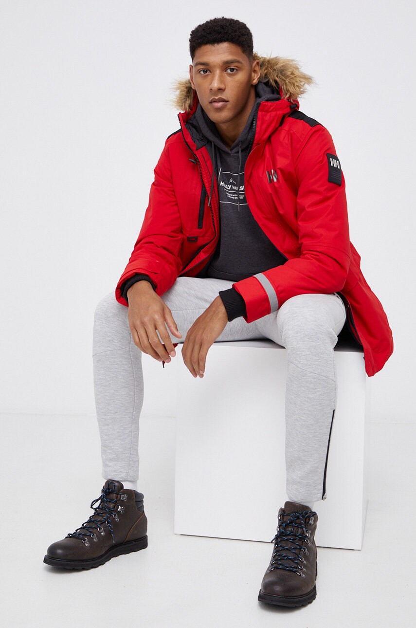 Helly hansen geacă bărbați, culoarea rosu, de iarnă