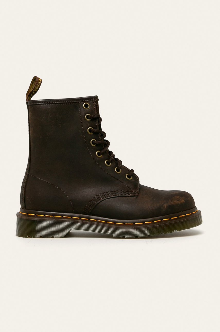 Kožené workery Dr. Martens 1460 dámské, hnědá barva, na plochém podpatku, 11822203-Gaucho - hnědá - 