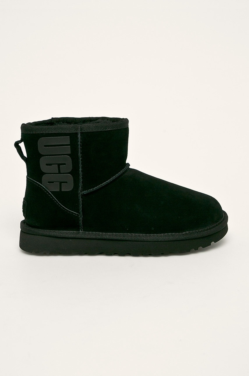 

UGG - Кожени апрески Classic Mini Ugg Rubber Logo, Черен