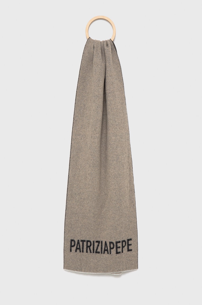 

Шал Patrizia Pepe в бежово с десен, Бежов