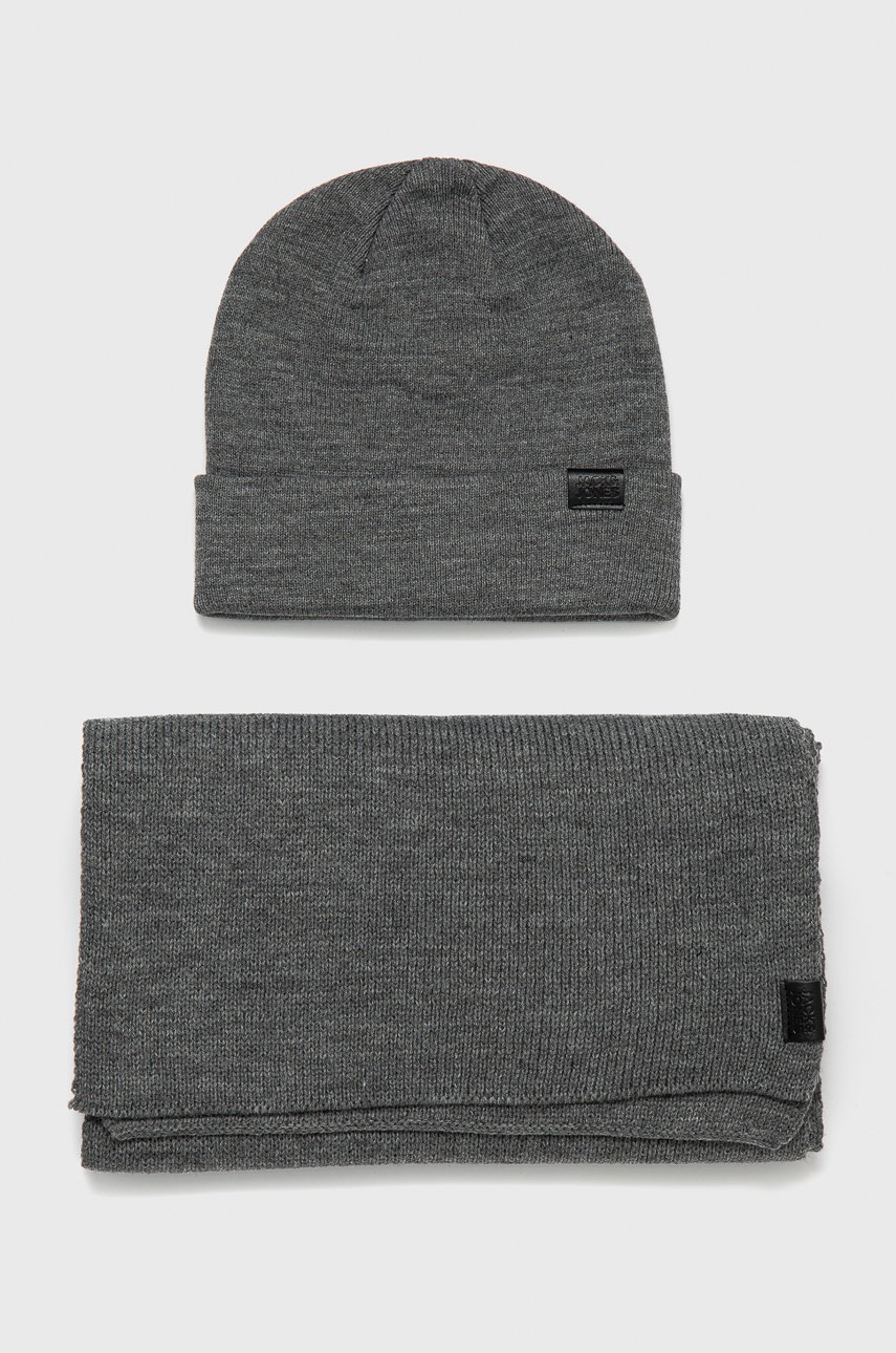 

Шапка и шал Jack & Jones в сиво, Сив