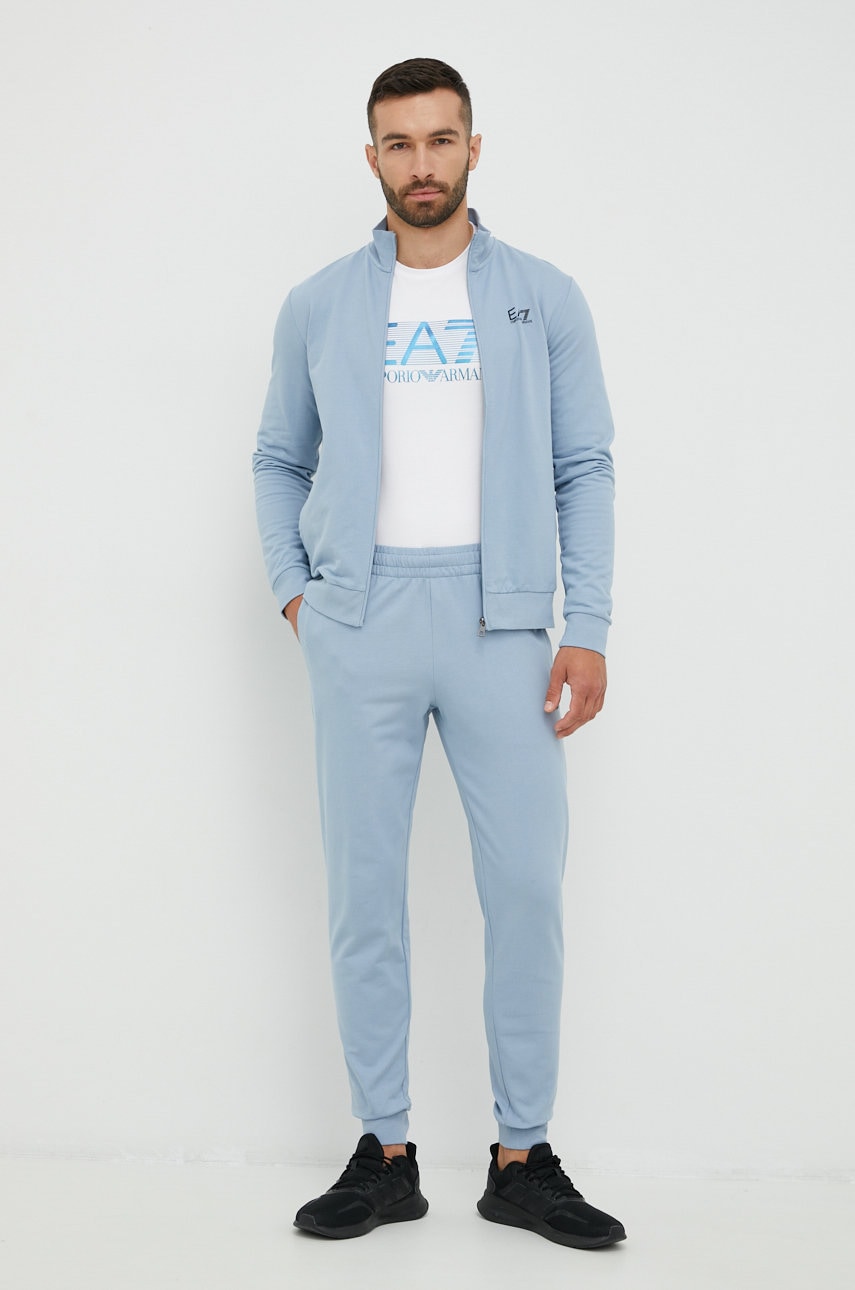 

Хлопковые спортивные штаны EA7 Emporio Armani мужские с принтом