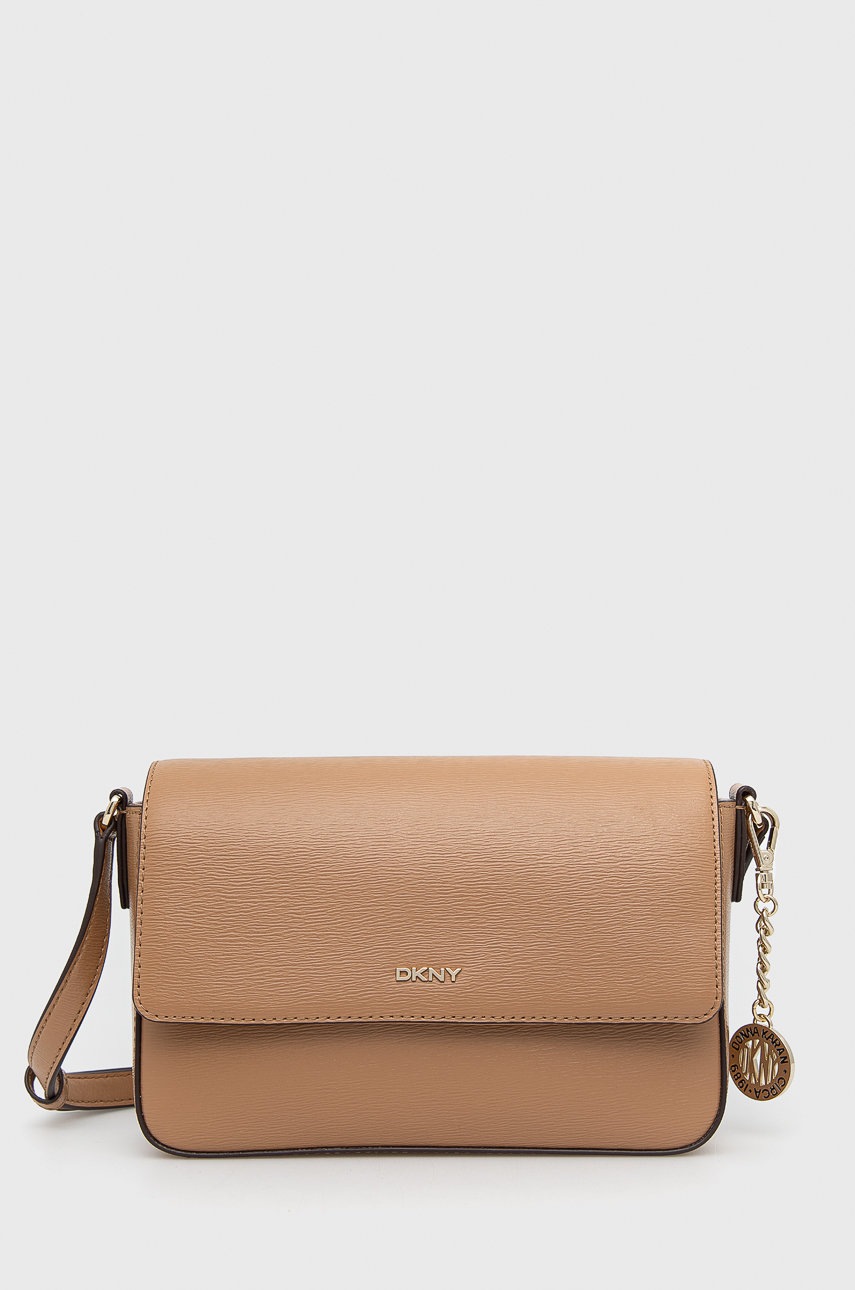 

Кожена чанта Dkny в кафяво, Кафяв