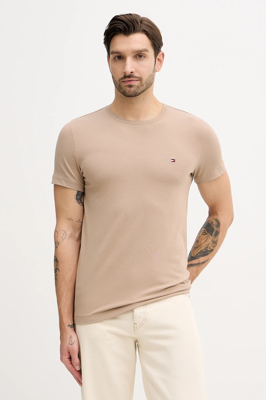 Levně Tričko Tommy Hilfiger pánské, vínová barva, MW0MW10800