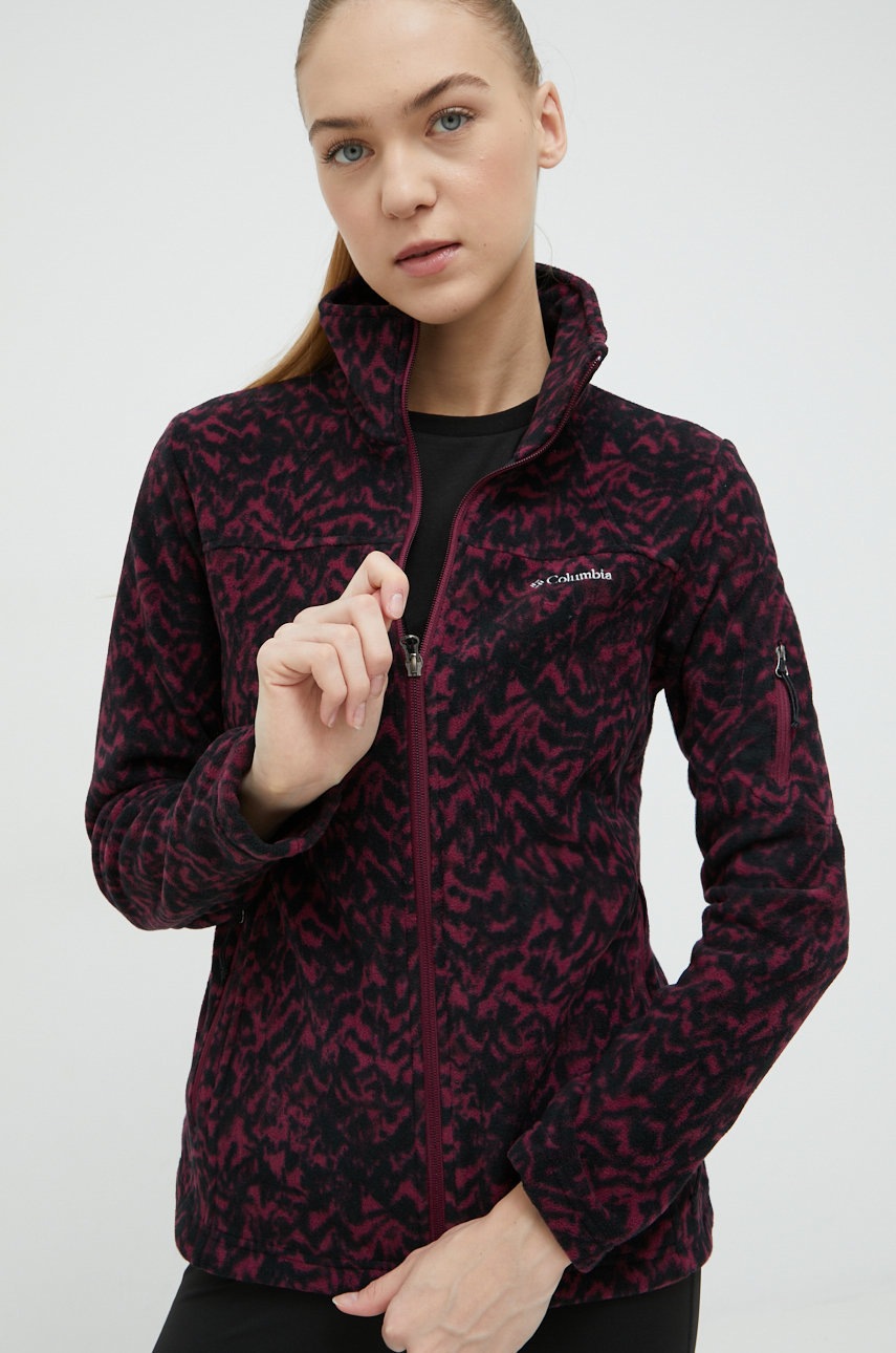 

Спортен суичър Columbia Fast Trek Printed в бордо с десен