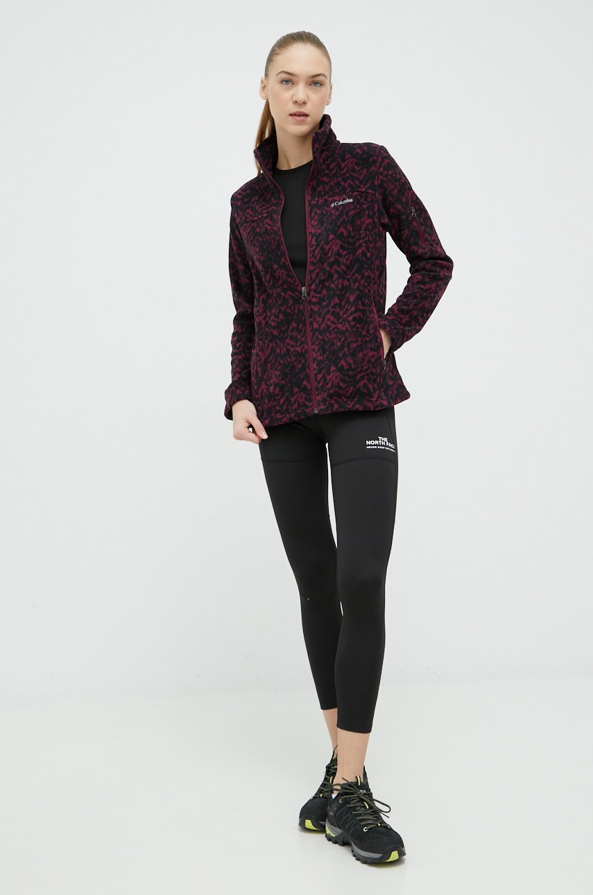 

Спортивна кофта Columbia Fast Trek Printed жіноча колір бордовий візерунок