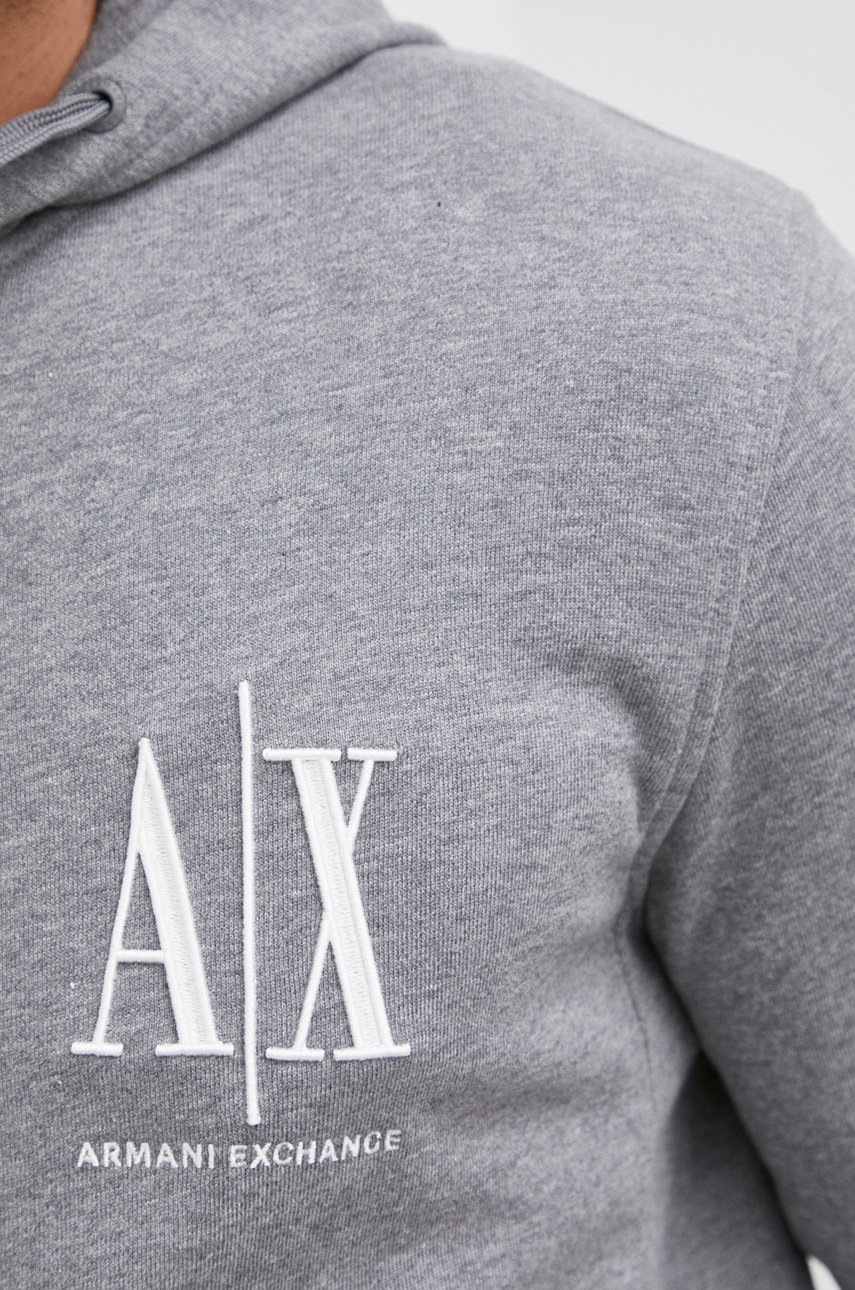 Бавовняна кофта Armani Exchange чоловіча колір сірий гладка 