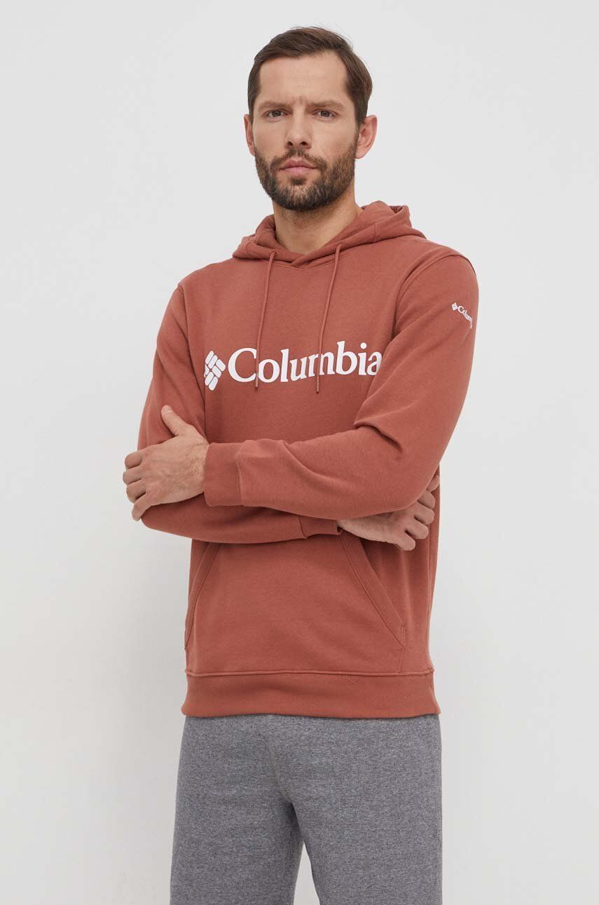 Columbia bluză CSC Basic Logo bărbați, culoarea roșu, cu glugă, cu imprimeu 1681664