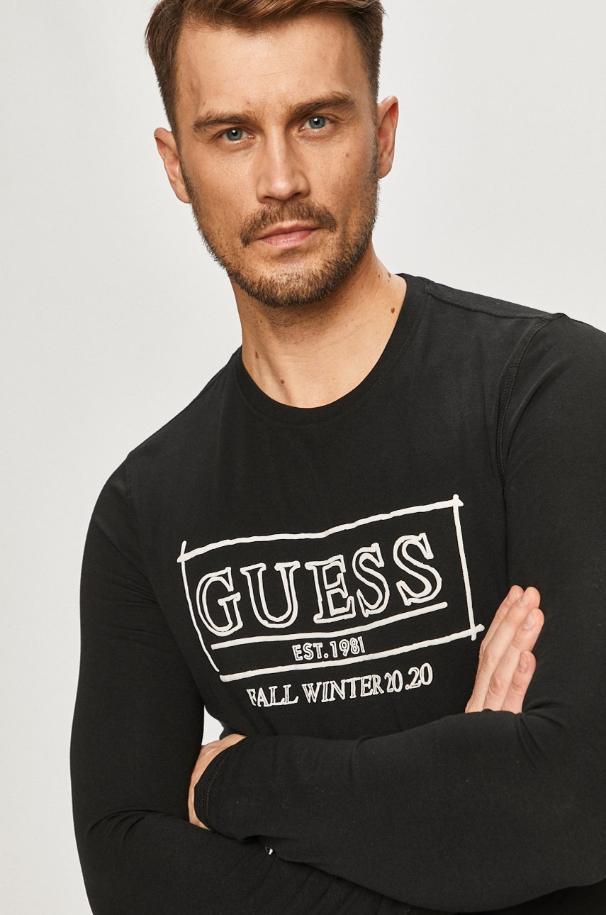 

Guess - Блуза с дълъг ръкав, Черен