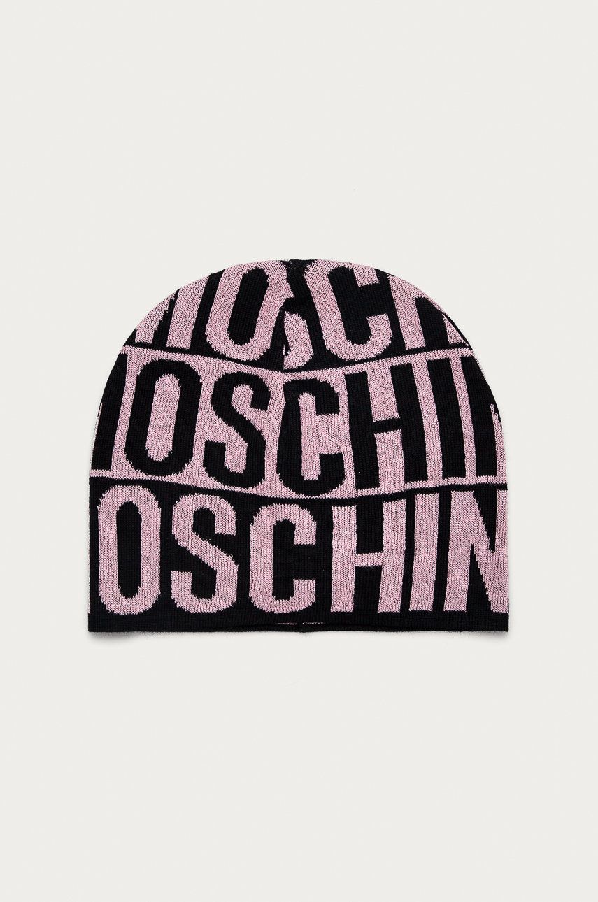 Čepice Moschino růžová barva, vlněná - růžová -  50% Vlna