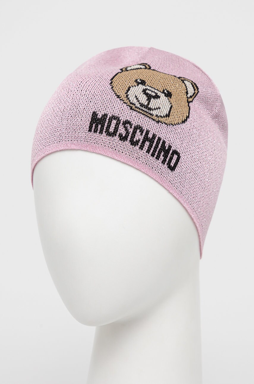 

Шапка Moschino цвет розовый из тонкого трикотажа