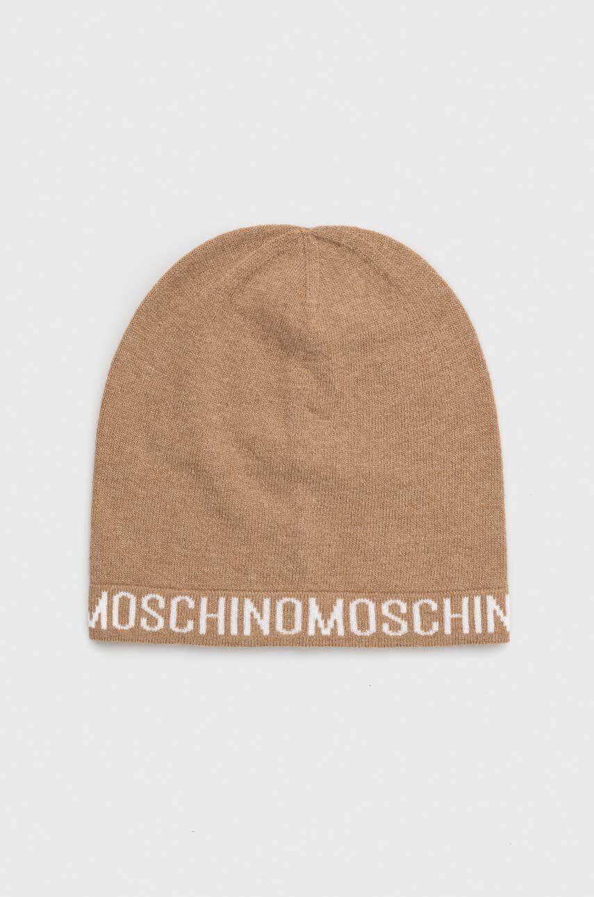 E-shop Čepice Moschino hnědá barva, z tenké pleteniny