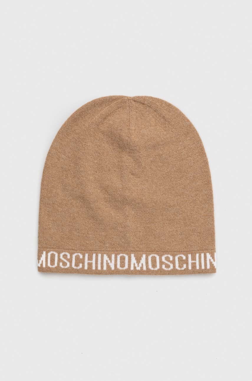 Moschino caciula de lana culoarea maro, de lana, din tesatura neteda