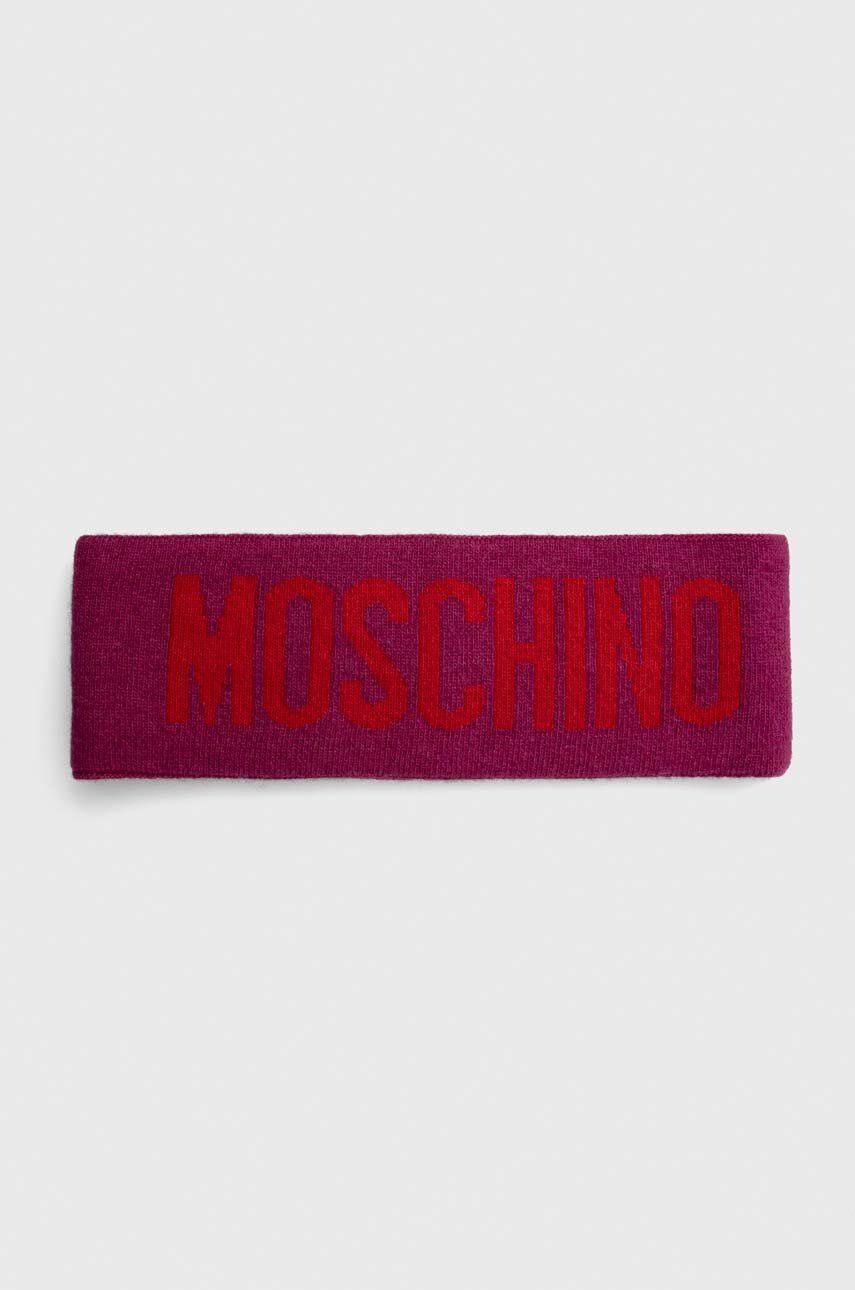 Vlněná čelenka Moschino fialová barva