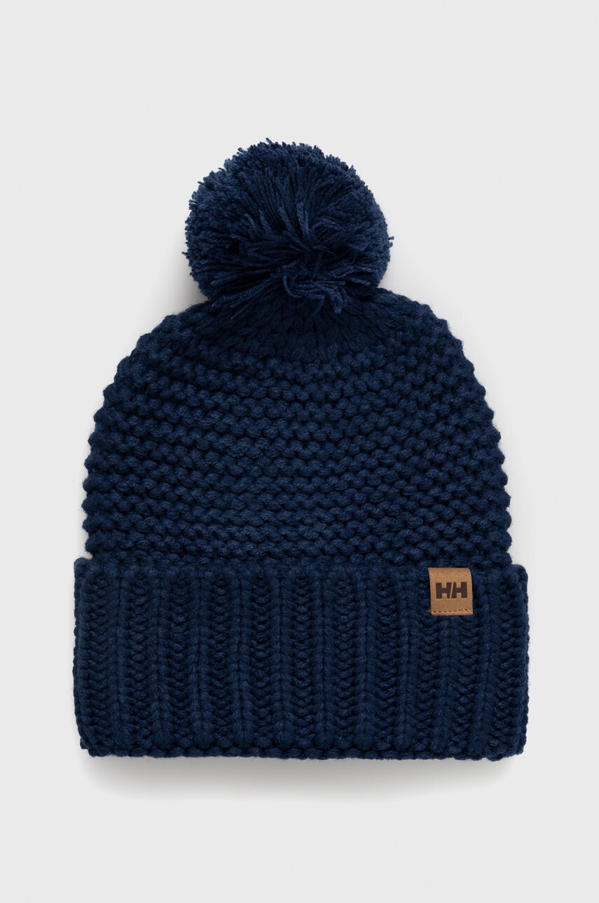 Helly hansen caciula calgary chunky culoarea albastru marin, din tricot gros