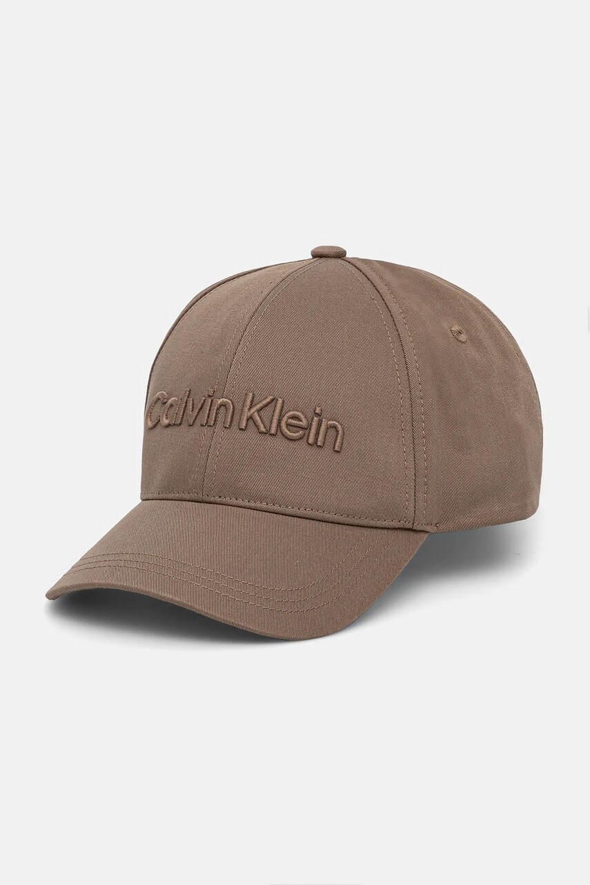 Levně Bavlněná baseballová čepice Calvin Klein bílá barva, s aplikací, K50K505737