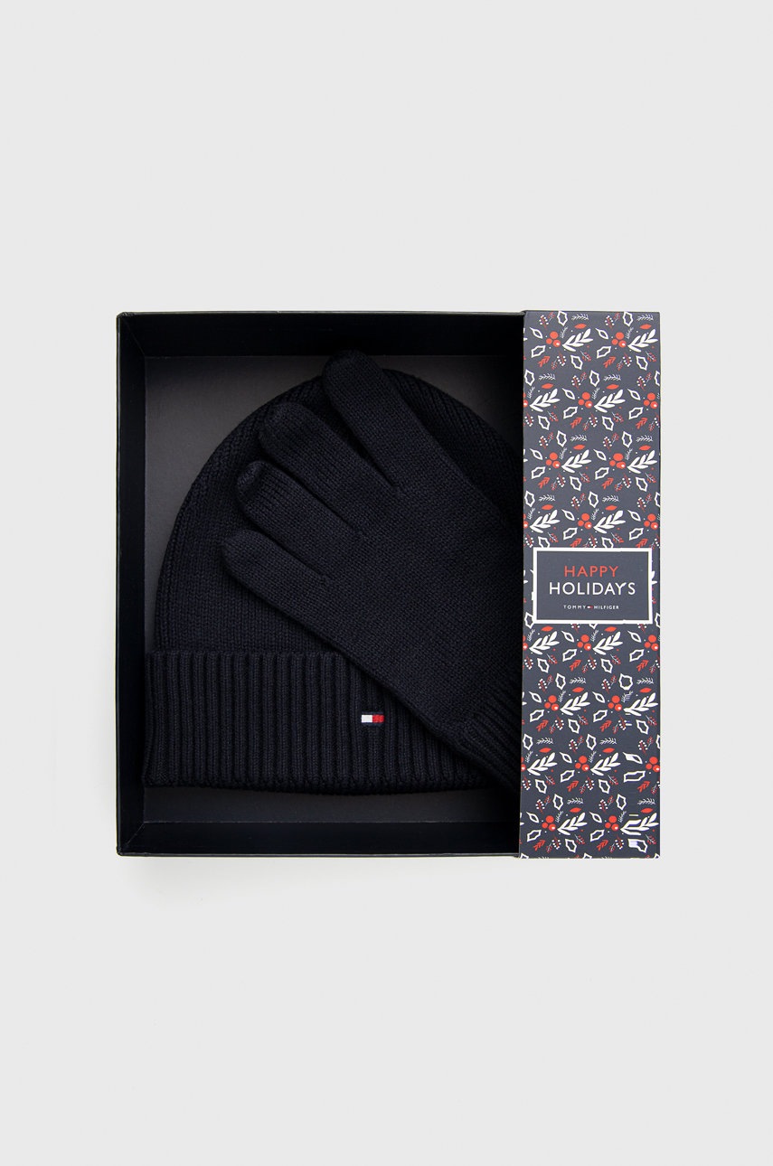 

Шапка и ръкавици с кашмир Tommy Hilfiger в тъмносиньо, Тъмносин