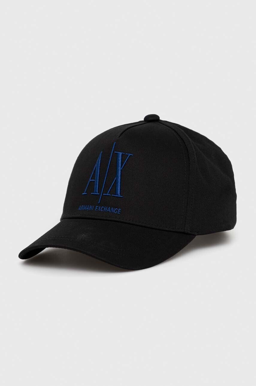 

Хлопковая шапка Armani Exchange цвет чёрный с аппликацией