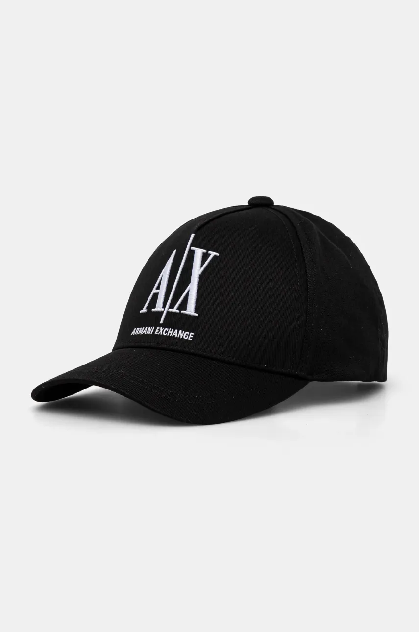 Bavlněná baseballová čepice Armani Exchange černá barva, s aplikací, 954047 CC811 NOS