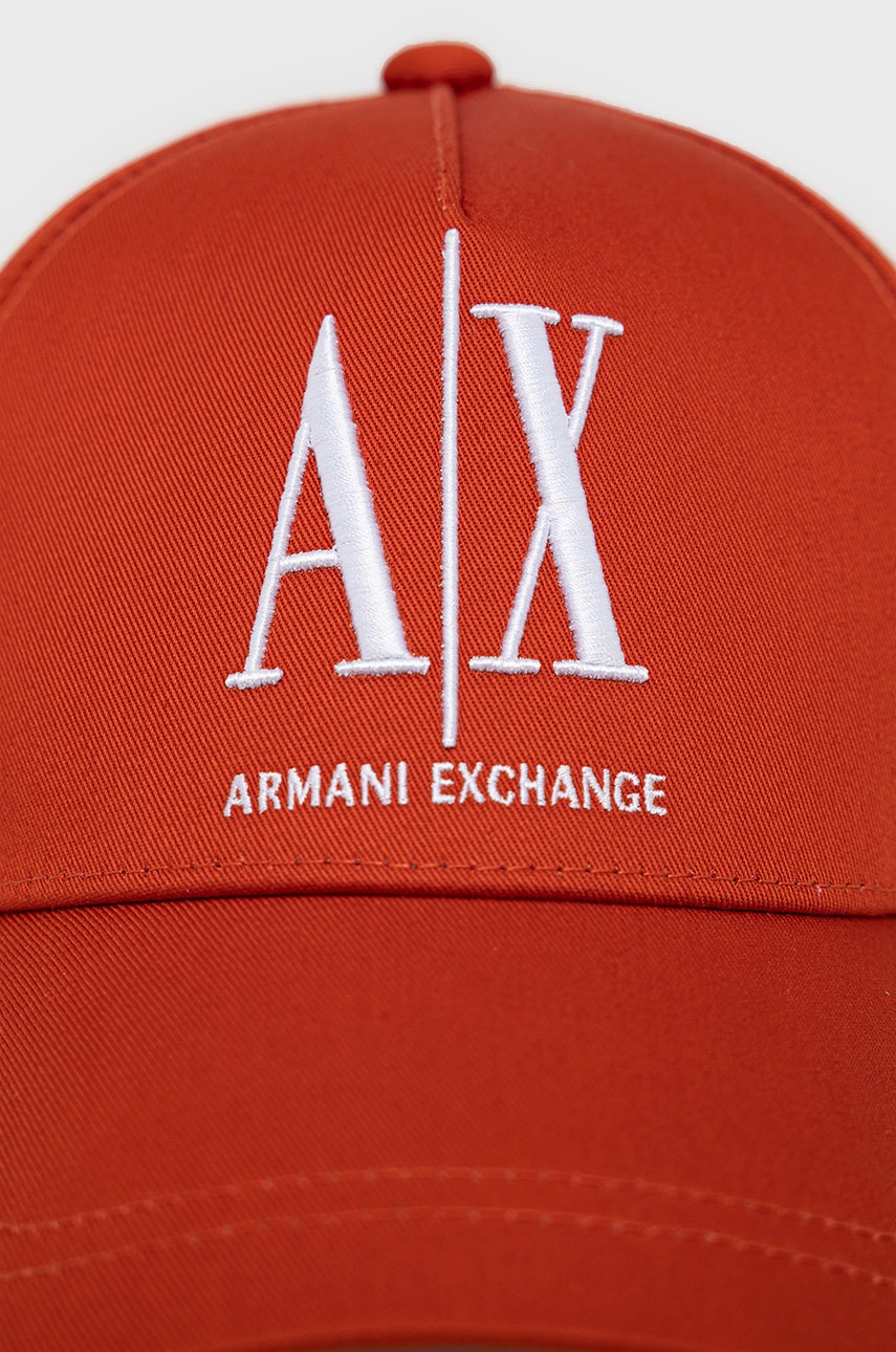 

Хлопковая шапка Armani Exchange цвет красный с аппликацией