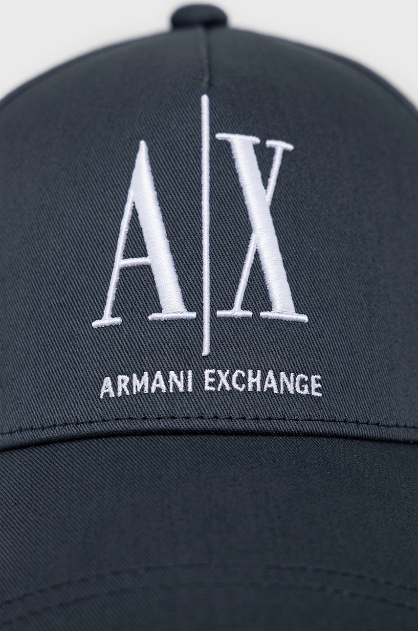 

Бавовняна кепка Armani Exchange колір синій з аплікацією