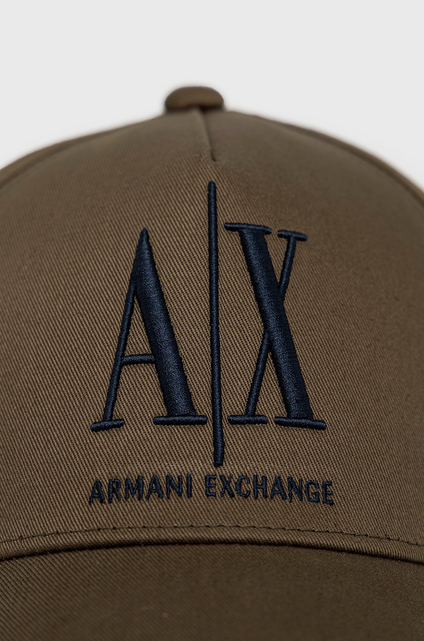 

Хлопковая шапка Armani Exchange цвет зелёный с аппликацией