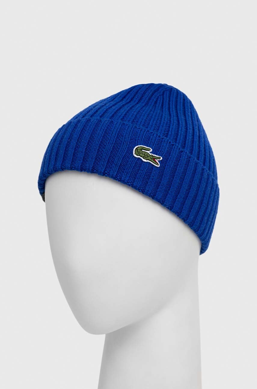 

Вовняна шапка Lacoste з тонкого трикотажу вовна