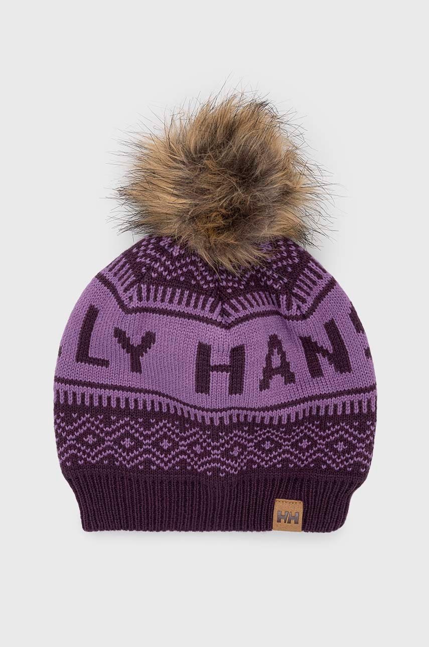 

Шапка Helly Hansen цвет фиолетовый из толстого трикотажа