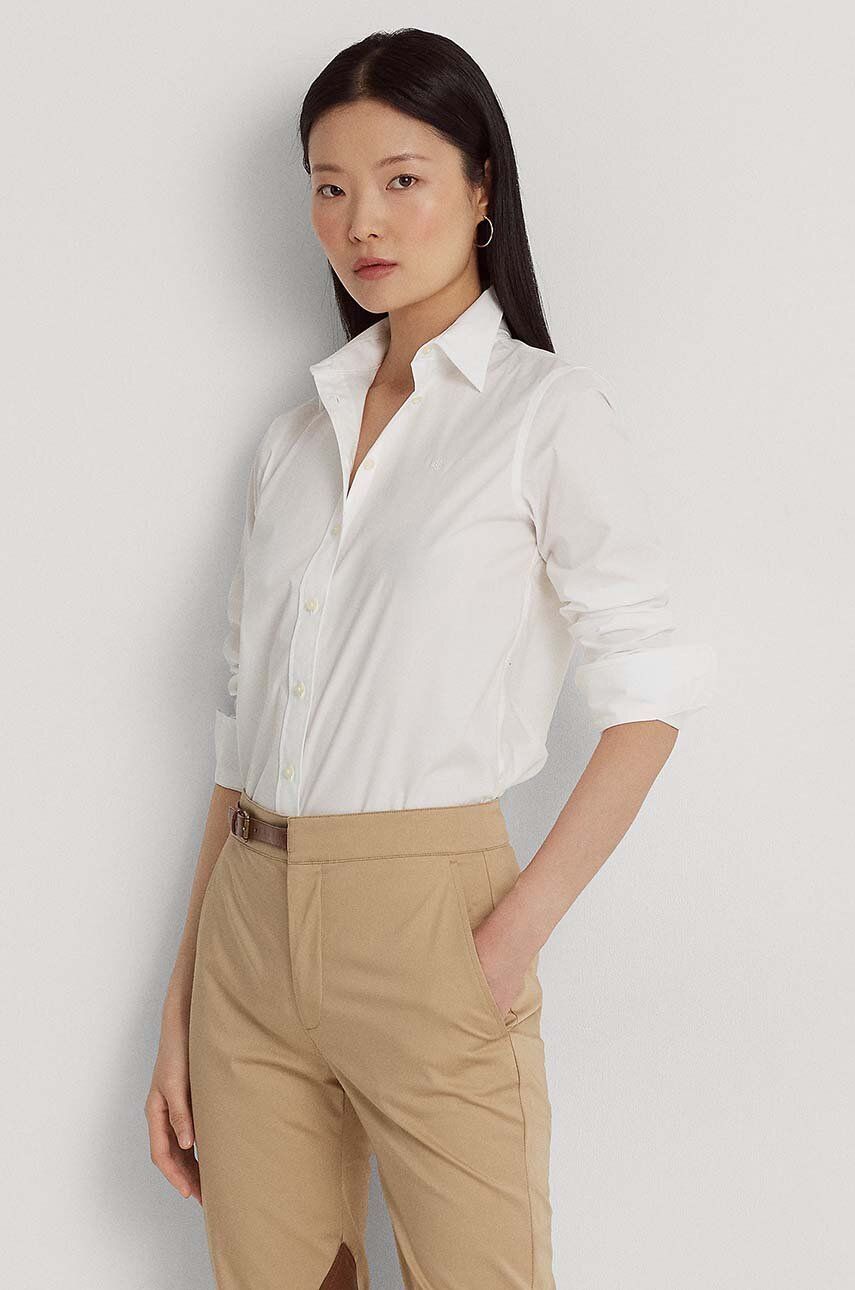 Košile Lauren Ralph Lauren dámská, bílá barva, regular, s klasickým límcem, 200684553001